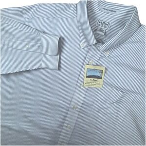 LL Bean Oxford Cloth Button Down 18/34 Wrinkle Free Traditional Fit Shirt Strip